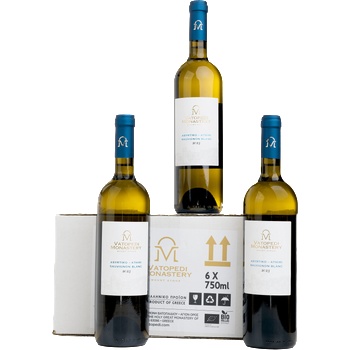 Holy Great Monastery of Vatopedi Био Бяло вино Асиртико и Совиньон Блан р. 2023 Multipack