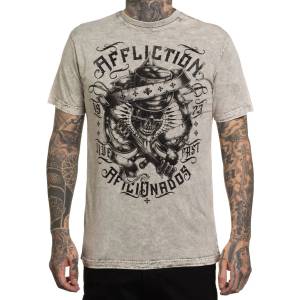 AFFLICTION Мъжка тениска affliction - electric fire - black/off white - a27818-bowl