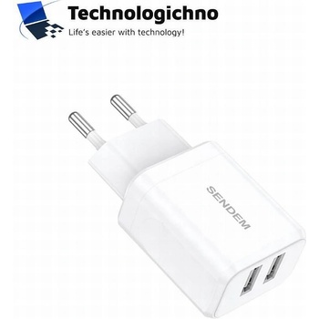 Sendem Зарядно SENDEM 220V 17W 2xUSB-A White (3801046086211)