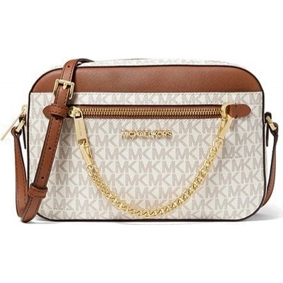 Michael Kors jet set large crossbody logo chain vanilla