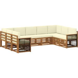 vidaXL Комплект дивани за открито 7 бр. Натурален и Крема (3384831)