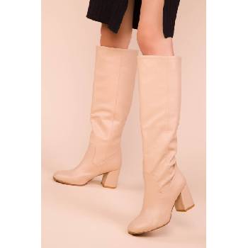 Base Дамски ботуши с ток - Бежови 988088 #271943 (271943_Бежов)