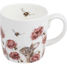 Wrendale porcelánový hrnek Let It Bee zajícem a čmeláků ve vlčím máku 310 ml