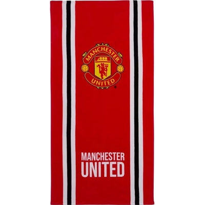CurePink osuška FC Manchester United znak a pruhy 70 x 140 cm