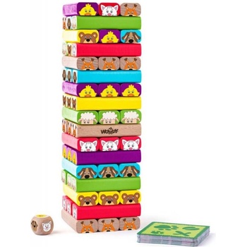 Image 1 of Woodyland Woody - Дървена цветна дженга със зарче, Животни