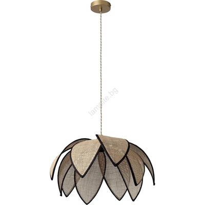 OSRAM - Пендел на кабел DECOR RATTAN 1xE27/15W/230V Ø 48 см бежово/черно (P227829)