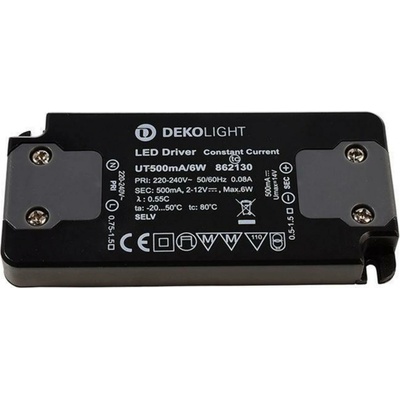 Dekolight Deko-Light napájení FLAT, trafo 500mA 6W konstantní proud 500 mA IP20 2-12V DC 6,00 W 862130
