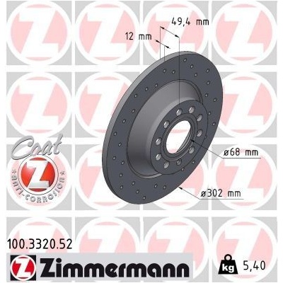 Brzdový kotúč (cena za 1ks) ZIMMERMANN 100.3320.52