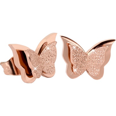 Troli pozlátené motýlie náušnice Metal Butterfly KES-048-REDGOLD