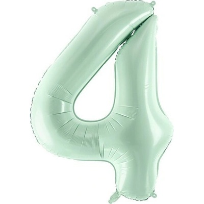 PartyDeco Fóliový balón narozeninové číslo 4 pastelově zelený 72 cm