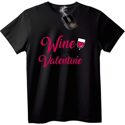 NOONEBRAND Тениска Wine is My Valentine - S, Black