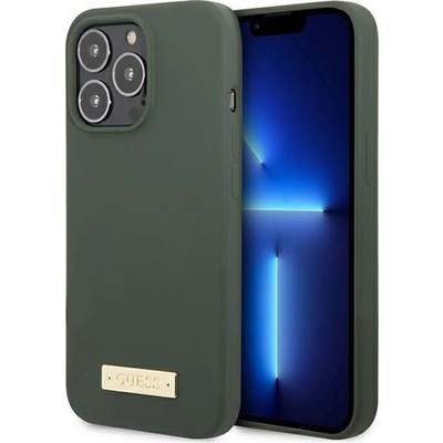 GUESS Кейс Guess GUHMP13LSPLA за iPhone 13 Pro / 13 6.1", зелен / каки, твърд, Silicone Logo Plate MagSafe (3666339056957)