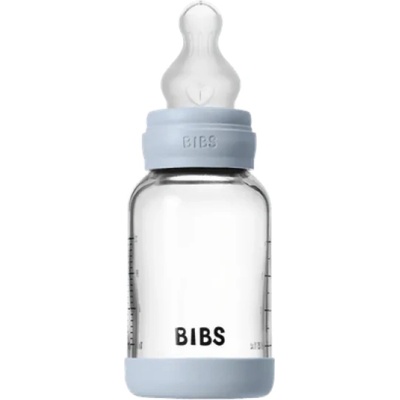 BIBS Стъклена бебешка бутилка Bibs - Със силиконов биберон, 120 ml, Baby Blue (50191231)