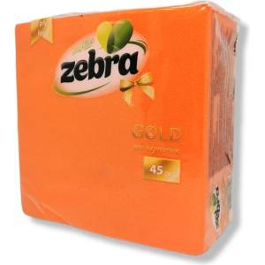  ZEBRA салфетки, Gold, Оранджеви, 33х33см, 2 пласта, 45 броя