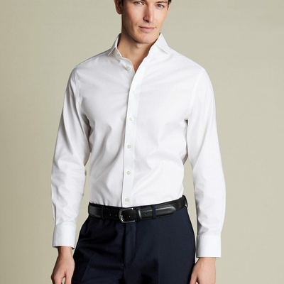 Charles Tyrwhitt Extreme Spread collar Twill košile extra slim fit štandardná klasické gombíky white