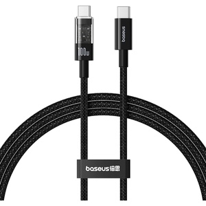 Baseus - Кабел за данни Gem (P10373000111-00) - Type-C към Type-C, Супер бързо зареждане 100W, 1 м - Черен