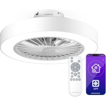 Klarstein Интелигентен вентилатор за таван с осветление ZenBreeze | 48 cm | 16 W | Безшумен | LED | Акрил ()