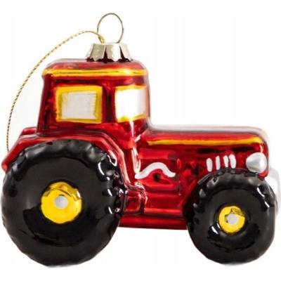 Vianočná Guľa GLASSO traktor, červená 7 cm HOMLA