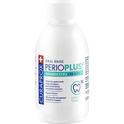 Curaprox Perio Plus+ BALANCE CHX 0,05% s chlórhexidínu citroxom a sodium fluoridom 200 ml