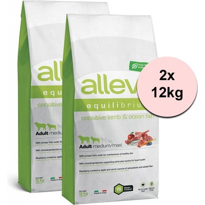 Alleva Equilibrium Sensitive Adult Medium / Maxi Lamb and Ocean Fish 2 x 12 kg