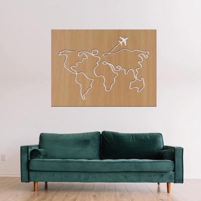 dřevo života Dřevěná mapa světa CESTA Zvolte barvu dekoru: Buk, Velikost map: 60x44