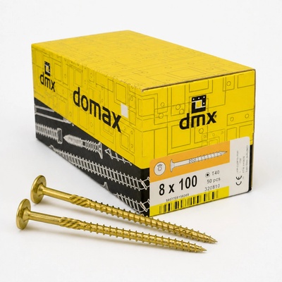 Konštrukčný vrut do dreva 8 × 100 mm, tanierová hlava TX40 – Domax CT