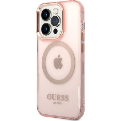 Púzdro Guess Translucent MagSafe Apple iPhone 14 Pro Max ružové