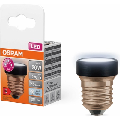 Osram plochá LED žiarovka stmievateľná 3,5 W E27 STAR, studená biela 4058075840058