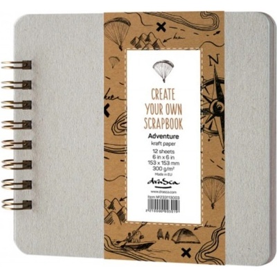 D.A. Album kroužkové Scrapbook Adventure kraft (300g/m2, 12 listů) 15x15cm