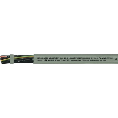 Helu MEGAFLEX® 500 13433-500 riadiaci kábel 2 x 2.5 mm² 500 m sivá