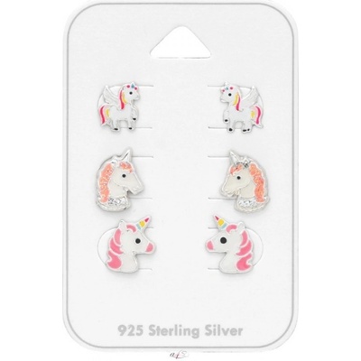 All4Silver náušnice dětské jednorožci S5374