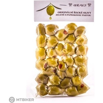D.M.Hermes Originální řecké olivy zelené s paprikovou pastou vakuované 160 g