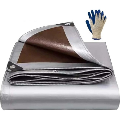 ShopJK krycí plachta STŘÍBRNO HNĚDÁ 4 x 8 M 210 g/m²