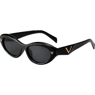 Techsuit Слънчеви очила Techsuit Sunglasses (77115) - дамски, малки овални, Бохо стил - Черен