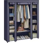 SONGMICS Wardrobe, fabric wardrobe, with non-woven fabric cover, folding wardrobe with clothes rail, 45 x 150 x 175 cm, 12 shelves, metal frame, wardrobe for bedroom, navy blue LSF003I02 - 0194343040943