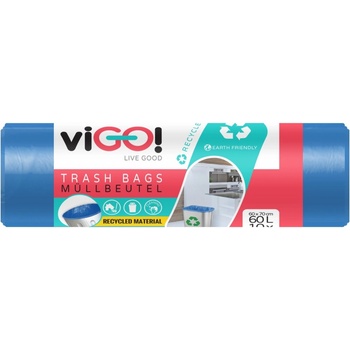 viGO! Pytle tříděný odpad LDPE 60l 30µm 10ks modré