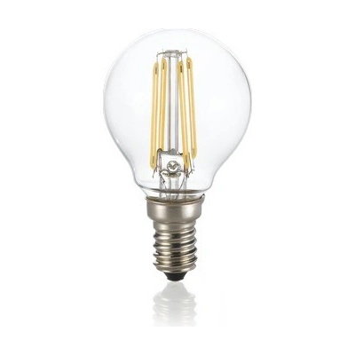 Ideal Lux I188935 LED žiarovka vláknová E14, 4W, 3000K, 430lm, priehľadná, P45-kvapka, stmievateľná