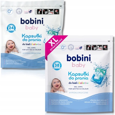 Bobini Baby Kapsule na pranie pre deti Hypoalergénne Biele Farba 62 PD