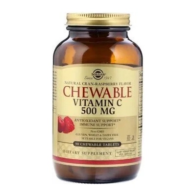 Solgar Хранителна добавка Витамин Ц 500 mg дъвчащи Малина , Solgar Vitamin C 500 mg 90 Chewable Tablets - Cran Raspberry Flavor
