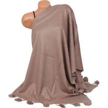 Кашмирен шал в цвят кафяво каки с пухчета