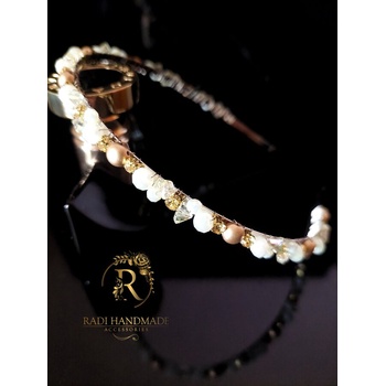 Radi handmade Дамска диадема със златисти перли и кристали (861)