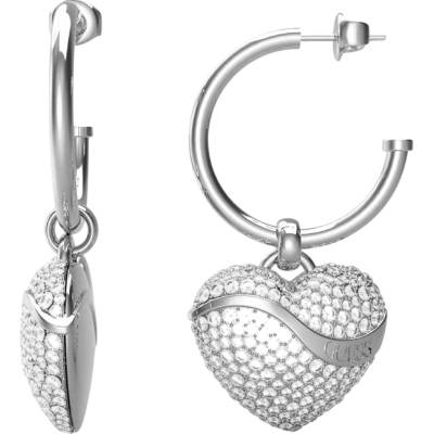 Guess Oslnivé oceľové náušnice 2v1 Srdiečko JUBE04495JWRHT/U