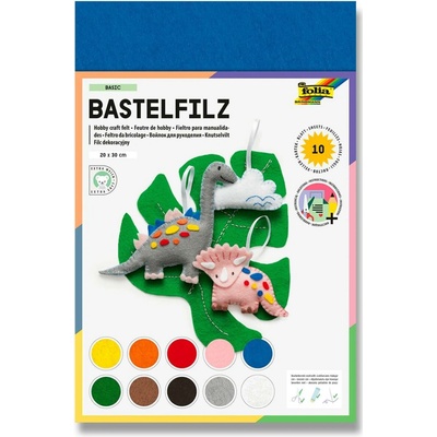 Folia Filcový papír 10 listů mix barev