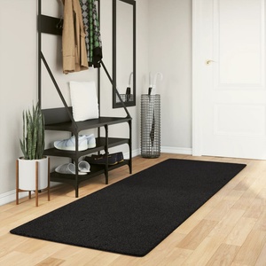 vidaXL Килим HUARTE с къс косъм, мек и миещ се, черен, 80x250 см (375111)