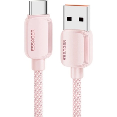 Essager ES-X46 opletený nabíjecí a datový USB-A na USB-C 1m růžový
