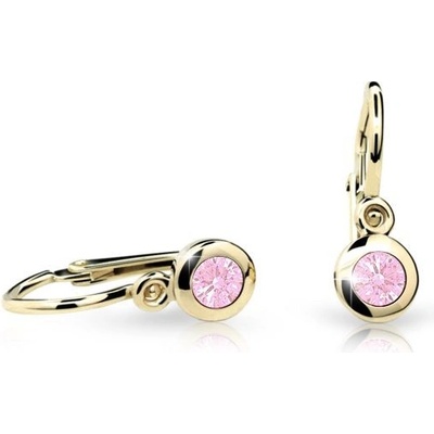 Danfil dětské náušnice C1537 ze žlutého zlata s kamínkem Pink zapínání brizura