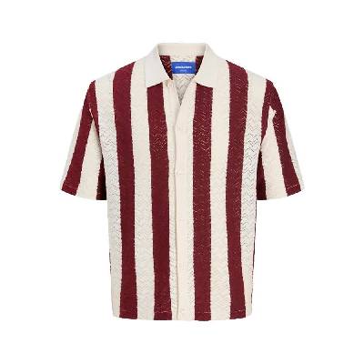 Tyler short sleeve polo - Beige (Sea Salt / Stripes New Maroon)