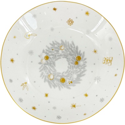 by inspire Vánoční hluboký porcelánový talíř Stříbrná Koleda, 20,5 cm, stříbrná/zlatá