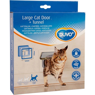 Duvo Plus CAT DOOR + TUNNEL - Вратичка за котки с тунел , 23.3x25 см. бяла