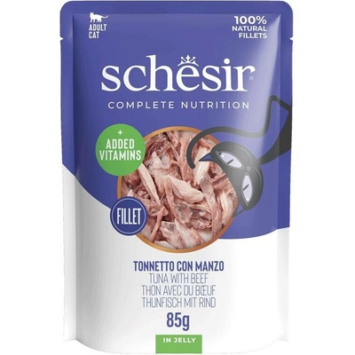 Schesir Cat C&B Wet Adult tuňák a hovězí v želé 85g